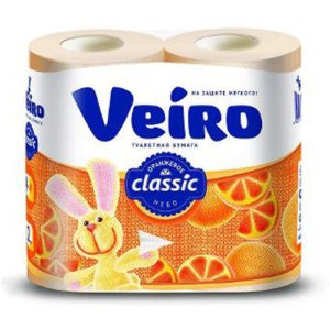 Бумага туалетная Veiro Classic ПАСТЕЛЬ абрикосовый 2-сл. 4шт