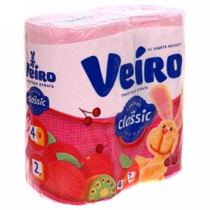Бумага туалетная Veiro Classic ПАСТЕЛЬ розовый 2-сл. 4 шт