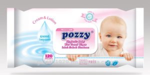 Влажные детские салфетки POZZY MEGA (розовые с крышкой) 120шт