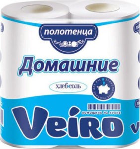 Полотенца бумажные кухонные Veiro Домашние БЕЛЫЙ 2х-слойные 2 рул.