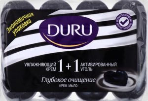 Туалетное мыло DURU Soft Sens Увлажняющий крем и активированный уголь 4х90гр