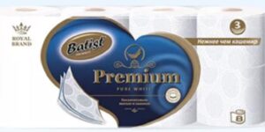 Batist Туалетная бумага Premium Белая 3х слойная 8шт