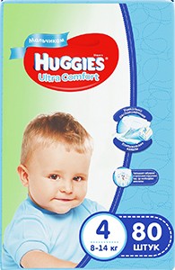 Huggies подгузники Ultra Comfort №4 Giga Boy 80шт