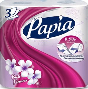 Papia Туалетная бумага 3х слойная Bali Flower 4шт