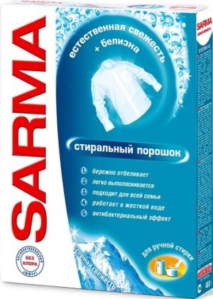 Сарма порошок стиральный для белого Руч Горная свежесть 400гр