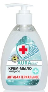 Aura Clean Жидкое Крем-мыло Антибактериальное (с дозатором) 250мл
