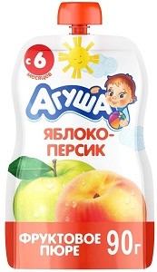 Агуша Я Сам Пюре фруктовое Гипоаллергенное Яблоко-Персик 90мл