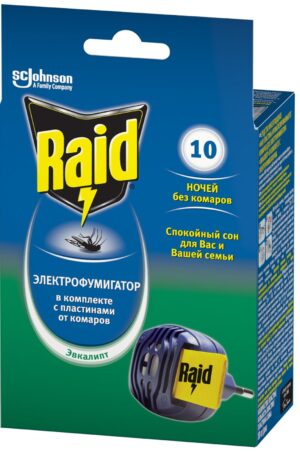 Raid Фумигатор от Комаров+пластины 10 ночей