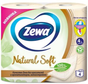 Zewa Туалетная бумага Natural Soft 4-сл. 4шт