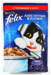 Felix кошачий корм с Говядиной в желе 75гр