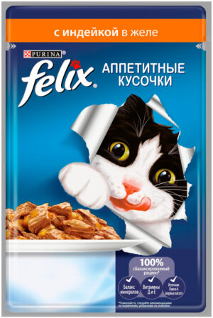 Felix кошачий корм с Индейкой в желе 75гр