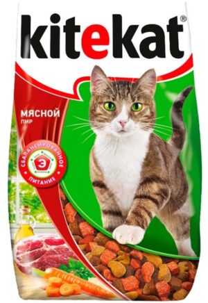 Kitekat кошачий корм Сухой Мясной пир пак. 350гр