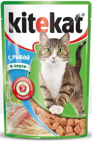 Kitekat кошачий корм с Рыбой в соусе 85гр