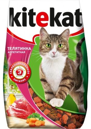 Kitekat кошачий корм Сухой с Телятиной пак. 350гр