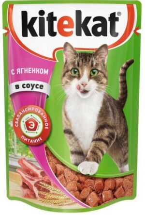 Kitekat кошачий корм с Ягнёнком в соусе 85гр