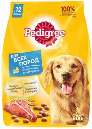 Pedigree собачий корм Сухой для всех пород Говядина Рис Овощи пак. 600гр