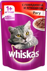 Whiskas кошачий корм с Говядиной и Ягнёнком в рагу 75гр