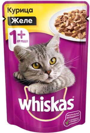Whiskas кошачий корм с Курицей в желе 75гр