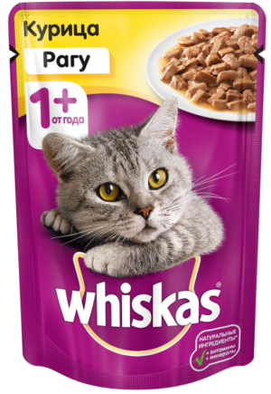 Whiskas кошачий корм с Курицей в рагу 75гр