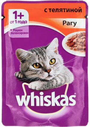 Whiskas кошачий корм с Телятиной в рагу 75гр