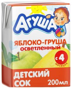 Агуша Сок детский Яблоко-груша Осветлённый 200мл