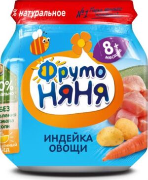 Фруто Няня пюре Индейка Овощи 8+ банка 100мл