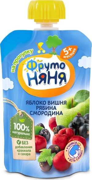 Фруто Няня пюре Яблоко Вишня Рябина Смородина 5+ 90мл