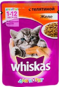 Whiskas кошачий корм для Котят с Телятиной в желе 75гр