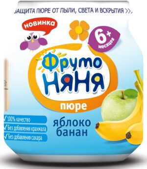 Фруто Няня пюре Яблоко Банан 6+ банка 100мл