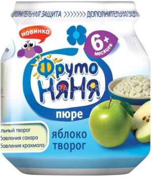 Фруто Няня пюре Яблоко Творог 6+ банка 100мл