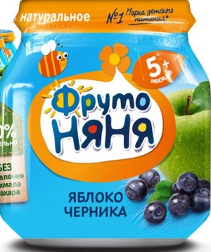 Фруто Няня пюре Яблоко Черника 5+ банка 100мл
