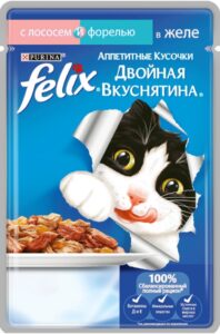 Felix кошачий корм с Лососем и Форелью в желе 75гр