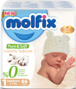 MOLFIX Pure&Soft Подгузники детские (2-5кг) №1 Newborn 66шт