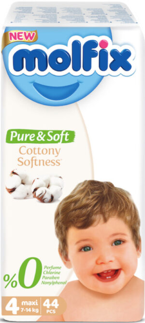 MOLFIX Pure&Soft Подгузники детские (7-14кг) №4 Maxi 44шт