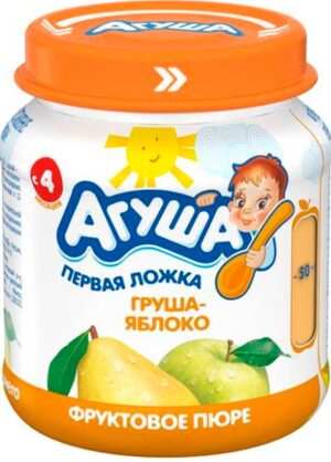 Агуша Пюре фруктовое Гипоаллергенное Груша Яблоко банка 100мл