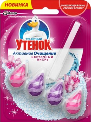 Туалетный Утёнок подвесной очиститель Капельки Цветочный вихрь 39гр