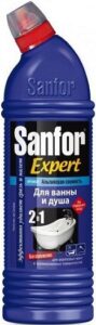 SANFOR Expert средство для чистки и дезинфекции для ванны и душа Лимонная свежесть 750гр