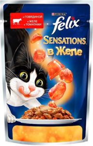 Felix Sensations кошачий корм с Говядиной и томатами в желе 85гр
