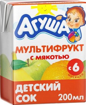 Агуша Сок детский Мультифрукт с мякотью 200мл