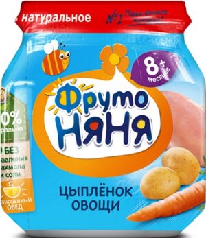 Фруто Няня пюре Цыплёнок с Овощами 8+ банка 100мл