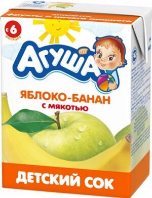 Агуша Сок детский Яблоко-Банан с мякотью 200мл