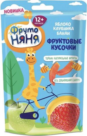 Фруто Няня фруктовые кусочки Яблоко Клубника Банан 15гр