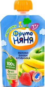 Фруто Няня пюре Яблоко Банан Клубника 7+ 90мл