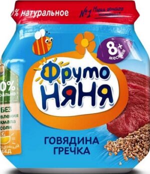 Фруто Няня пюре Говядина с гречкой 8+ банка 100мл