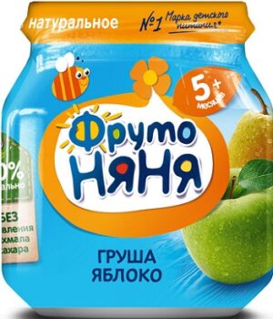 Фруто Няня пюре Яблоко Груша 5+  банка 100мл
