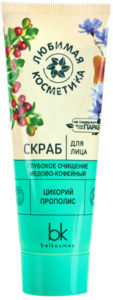 BelKosmex скраб для лица Глубокое очищение Медово-кофейный Цикорий и Прополис 75гр