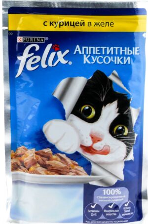 Felix кошачий корм с Курицей в желе 75гр