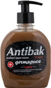 Antibak De Luxe жидкое мыло Дегтярное Чёрное с дозатором 330мл