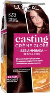 Loreal Paris Casting Creme Gloss краска-уход для волос без Аммиака №323 Чёрный шоколад 180мл