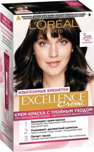 Loreal Paris Excellence Creme краска-уход с Тройным уходом №300 Тёмно-каштановый 192мл